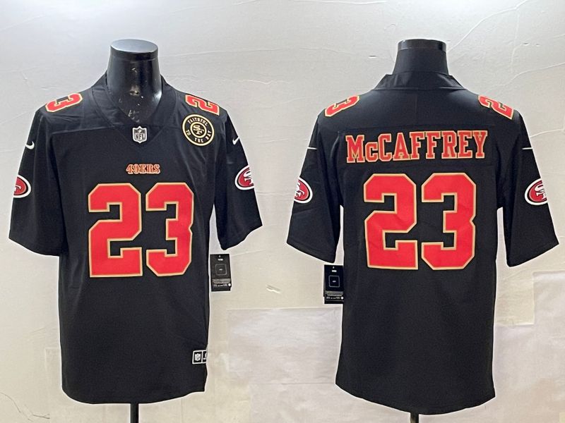 Men San Francisco 49ers #23 Mccaffrey Black gold Fashion 2025 Nike Limited NFL Jersey style 3